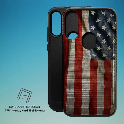 Vista 4 de CasesOnDeck Funda delgada compatible con Motorola Moto E (2020) / Moto E [Armadura cepillada] Negro de doble capa delgada cubierta de agarre