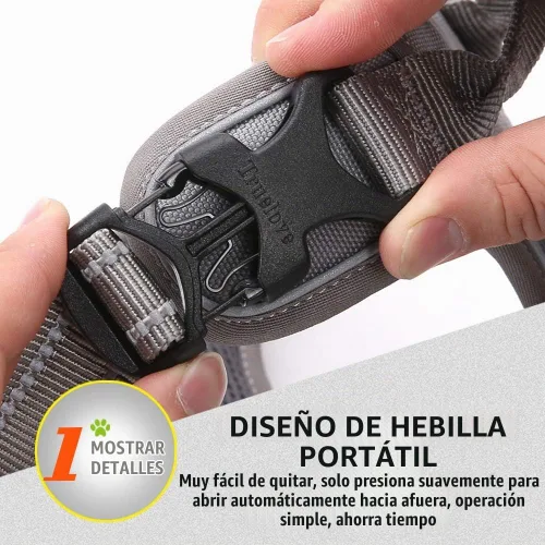 Vista 4 de JUXZH Truelove Arnés para perro sin tirones con mango de fácil control y 2 accesorios para correa, chaleco reflectante ajustable para mascotas Gris