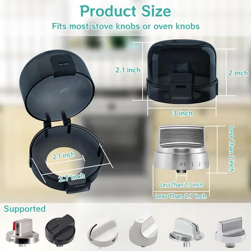 Vista 3 de AOSITE - Fundas para pomos de estufa para seguridad infantil, cubiertas de perilla de gas mejoradas para niños con adhesivo fuerte, paquete de 5