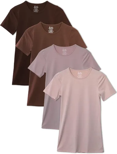Vista 11 de Kalon Paquete de 4 camisetas con cuello redondo para mujer 4PK Negro