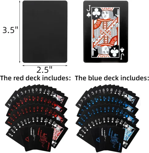 Vista 2 de Pumtus 6 barajas de cartas de póquer impermeables, cartas de plástico de PVC, naipes de índice estándar con caja de regalo, cartas de truco