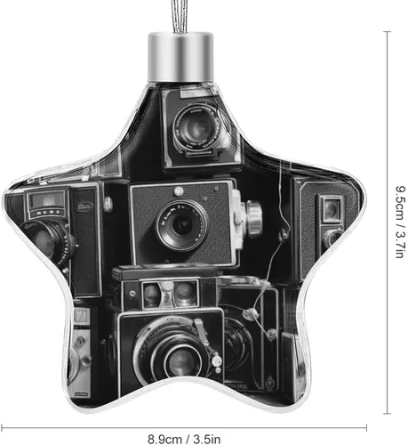Vista 2 de Retro Cool Camera Collection - Adornos de estrella con forma de estrella, adornos de Navidad colgantes de Navidad, colgante reutilizable