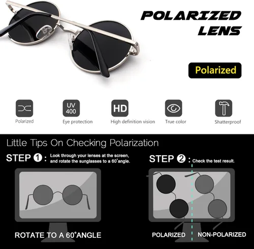 Vista 3 de CGID E01 Lennon - Gafas de sol polarizadas redondas unisex