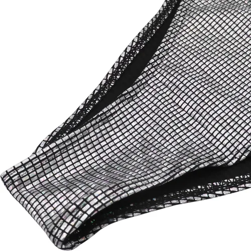 Vista 7 de JUMISEE Bikini con tiras de holograma brillante neón para mujer, sexy, halter envolvente, traje de baño con tanga para fiesta rave