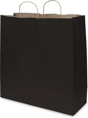 Vista 5 de Prime Line Packaging Bolsas de regalo negras, bolsas de regalo de papel kraft con asas para pequeñas empresas, bolsas de compras extra grandes