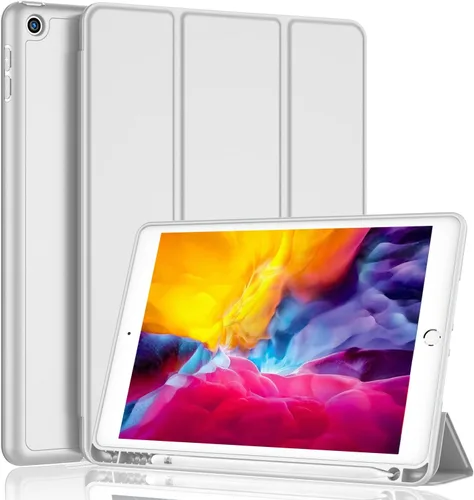 Vista 10 de iMieet Funda para iPad 9.7 (modelo 2018/2017, 6ª/5ª generación), funda inteligente con soporte para lápiz y parte trasera de silicona suave de piel