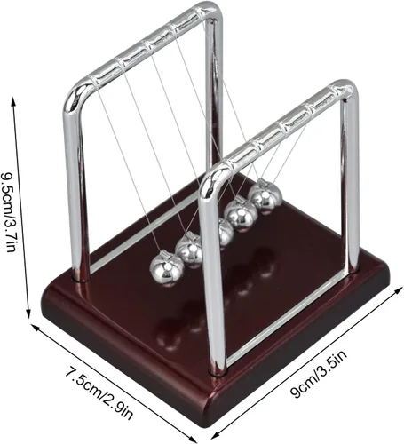 Vista 6 de Péndulo Newtons, bola clásica de equilibrio Newton, bola educativa de ciencia de física, bola oscilante, de metal, movimiento perpetuo, adorno