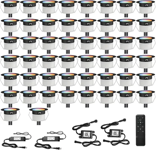 Vista 24 de FVTLED Kit de luces LED para cubierta, 20 piezas Φ1.22 D31 WiFi control de teléfono inteligente de bajo voltaje empotrado RGBW iluminación de Rgbw