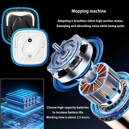 Vista 3 de Trapeador robot automático, doble uso de seco y húmedo, función de pulverización, máquina de trapeador inteligente recargable de bajo ruido