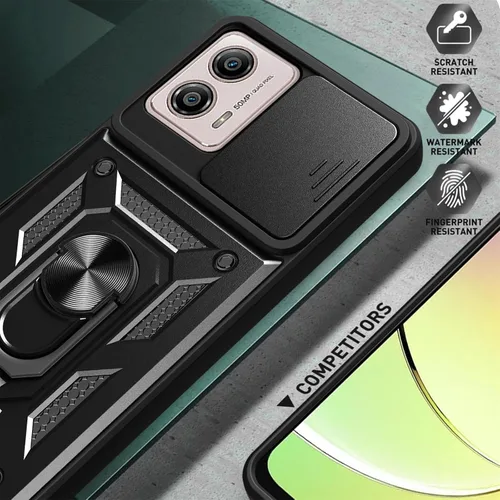 Vista 4 de Funda de teléfono para Motorola Moto G53 5G, grado militar, a prueba de golpes, resistente, protector para lente de cámara, anillo de dedo, soporte