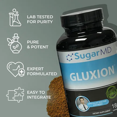 Vista 7 de SugarMD GLUXION 3X Strength Formula Mezcla botánica avanzada y de nutrientes para control de picos Vegano, sin OMG, 180 cápsulas