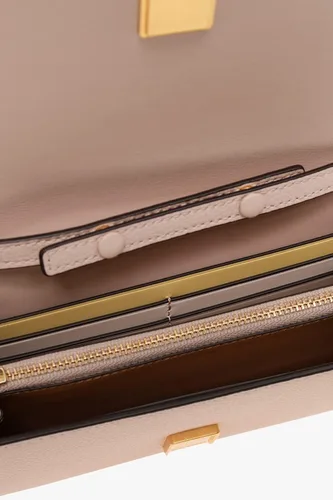 Vista 3 de Tory Burch Cartera Robinson de cuero rosa para mujer en una cadena, Rosado