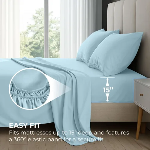 Vista 21 de Pure Bedding Juego de Sábanas Twin - Sábanas de Cama de Microfibra Ultra-Suave 1800 - Doble Cepillado - Bolsillos Profundos - Ajuste Fácil - Extra
