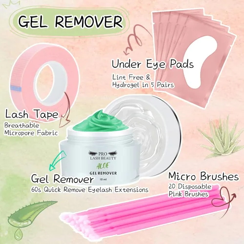 Vista 2 de Kit de removedor de extensiones de pestañas, 0.3 onzas líquidas, removedor de pestañas de fragancia para extensiones de pestañas, aroma de aloe