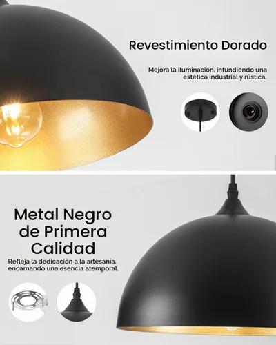 Vista 8 de Luces colgantes negras para isla de cocina, 2 luces, lámpara colgante de cúpula negra, iluminación de isla de cocina, lámpara de comedor, luces