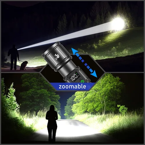 Vista 3 de JAY-PARK Linternas de alto lúmenes, linterna recargable de 100000 lúmenes con magnética, luz de flash brillante 9 modos con batería de 5000 mAh