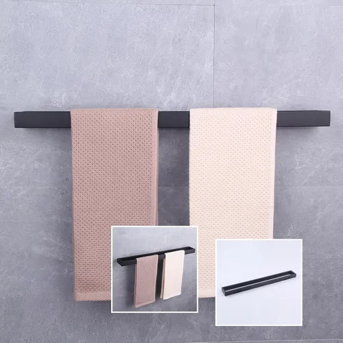 Vista 7 de GERZWY Toallero de baño de 24 pulgadas, de acero inoxidable, estilo contemporáneo, montaje en pared, negro mate, HG1701 (60)-BK