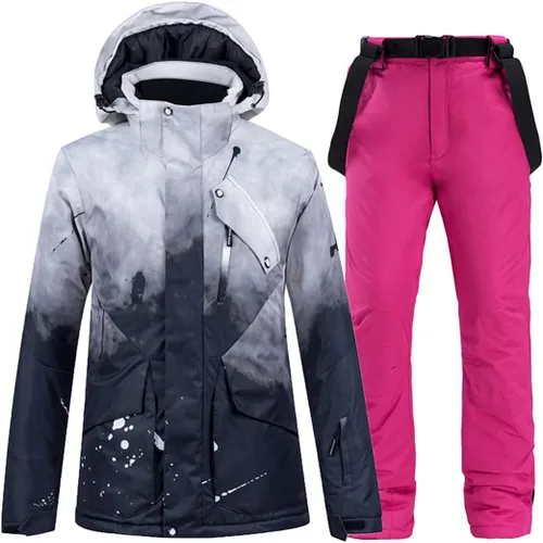 Vista 11 de Conjunto de pantalones gruesos y cálidos para mujer, para esquí, snowboard, chaqueta