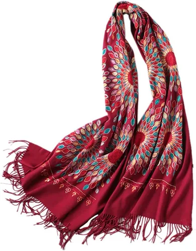Vista 30 de Urban CoCo Chal Bordado con Borlas de Tamaño Grande para Mujer, Bufanda de Mujer