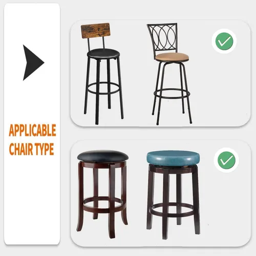 Vista 6 de Deisy Dee 4 fundas de asiento redondas para taburetes de bar, fundas elásticas para sillas redondas de 13 a 16 pulgadas (negro)