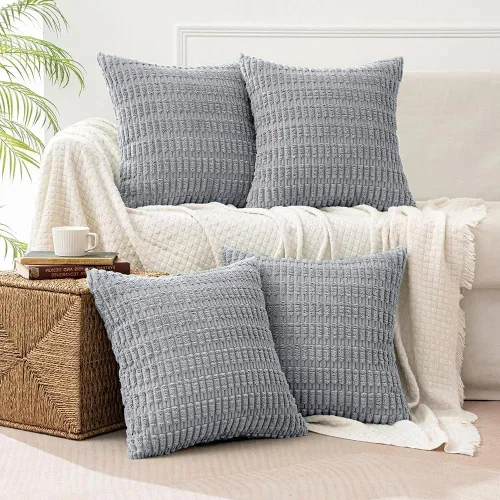 Vista 19 de All Smiles - Juego de 4 fundas de almohada decorativas negras de 16 x 16 pulgadas para decoración rústica de estilo casa de campo, funda de cojín