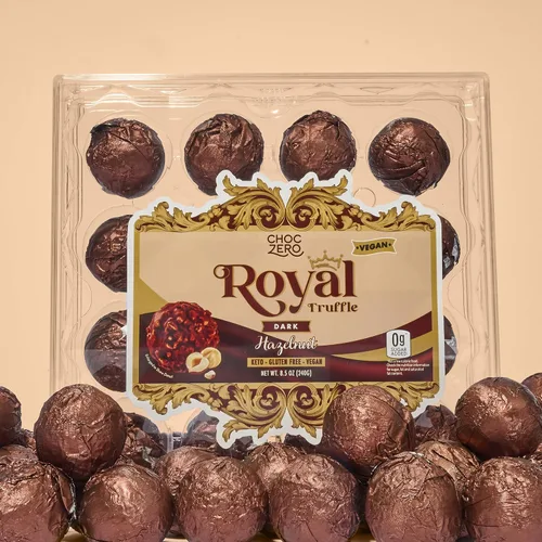 Vista 7 de ChocZero Trufas de Chocolate Negro con Avellana, Veganas, Sin Azúcar, Sin Gluten, Regalo de Vacaciones Keto, Alto en Fibra, 16 Piezas Envueltas