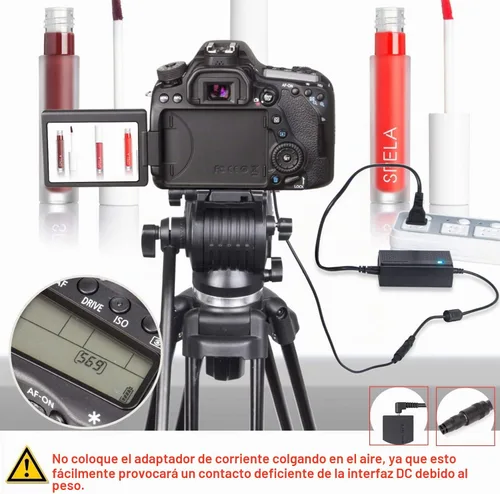 Vista 5 de Kimaru Batería ficticia LP-E12 ACK-E12 Adaptador de corriente de CA DR-E12 Kit de acoplador de CC para cámaras Canon EOS M50 Mark II, M50, M200