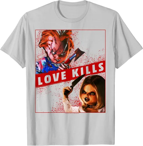 Vista 47 de Child's Play Chucky and Tiffany Love Kills T-Shirt Asphalt Grey