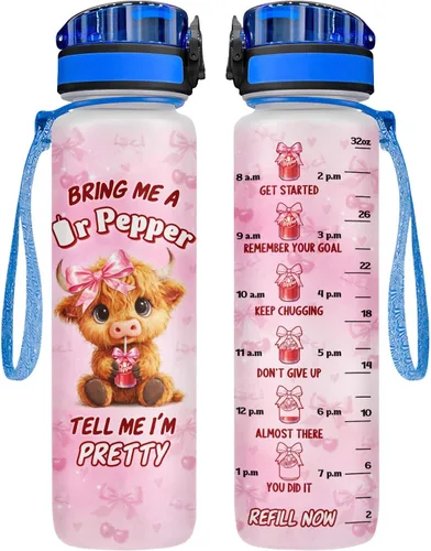 Vista 21 de 34HD Axolotl - Botella de agua de 32 onzas, bonita botella motivacional para mujer, botella de gimnasio con marcador de tiempo, regalo