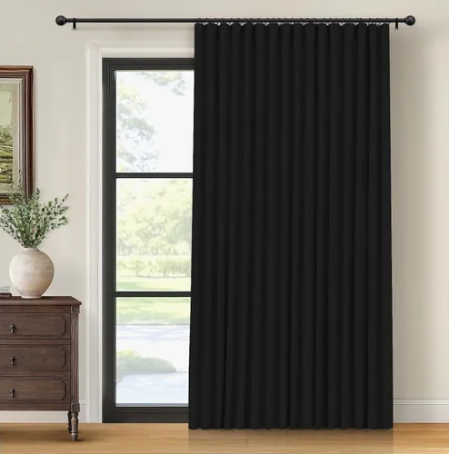 Vista 19 de INOVADAY Cortinas térmicas para puerta corredera 100% opacas para dormitorio, cortinas de puerta corrediza de vidrio extra anchas para patio, lino