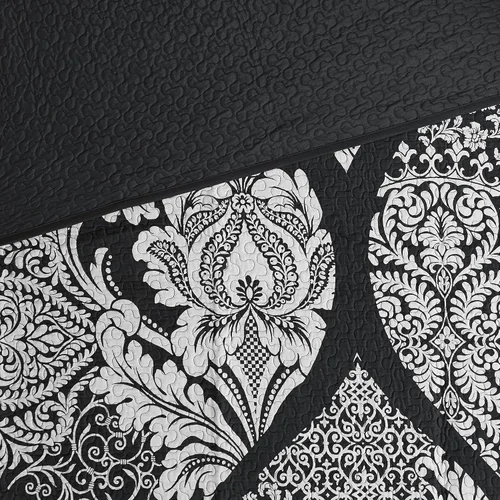 Vista 8 de Madison Park Vienna - Colcha reversible de algodón, diseño de costuras de lujo, para todas las estaciones, ropa de cama transpirable, fundas, Negro