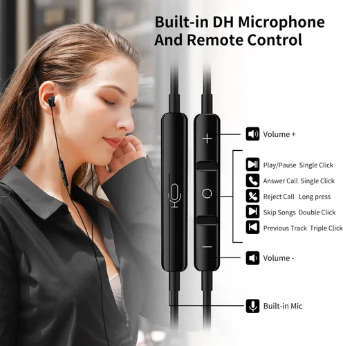 Vista 6 de Jelanry Auriculares de 0.1 in con micrófono con cable para computadora Negro