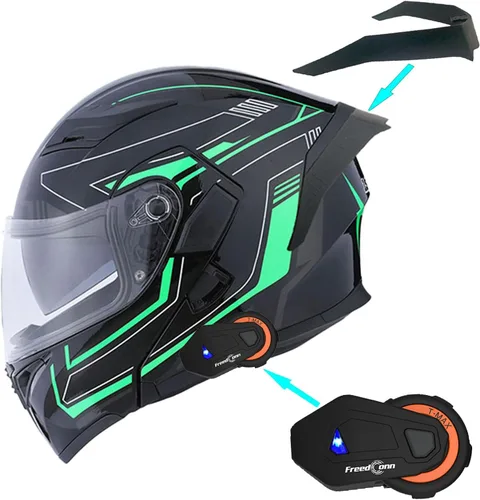 Vista 13 de 1Storm Casco modular de cara completa para motocicleta con doble visera abatible, protector solar: HB89