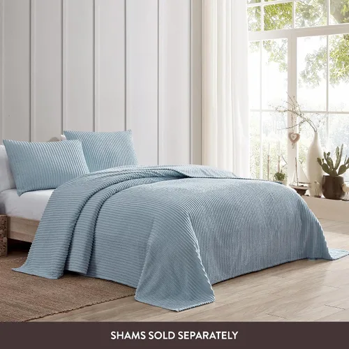 Vista 3 de Beatrice Home Fashions Colcha de chenilla Channel, King, color azul