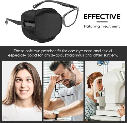 Vista 7 de eZAKKA Parches para ojos para adultos y niños, para ojo izquierdo y derecho, 2 piezas de parches médicos para anteojos de seda para ojos perezosos