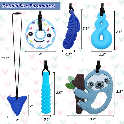 Vista 9 de Collar masticable, juguetes sensoriales para niños con autismo, paquete de 10