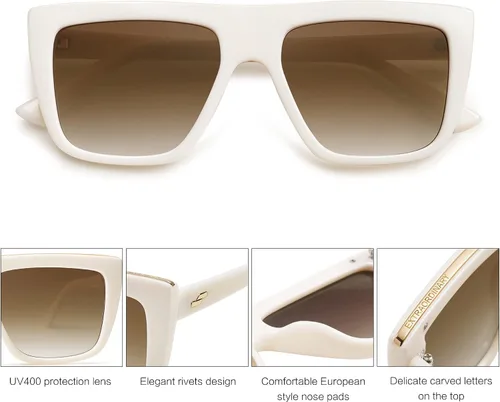 Vista 4 de SOJOS Gafas de sol planas de moda para mujeres y hombres