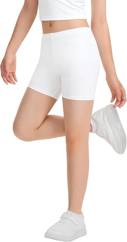 Vista 2 de KEREDA Pantalones cortos de ciclismo para niñas, de algodón, para bailar, para niños, paquete de 3