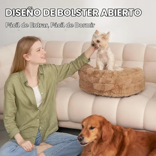Vista 3 de EHEYCIGA Sofá cama suave para gatos de interior, cama extra pequeña esponjosa para perros con funda extraíble lavable, sofá para mascotas Camello
