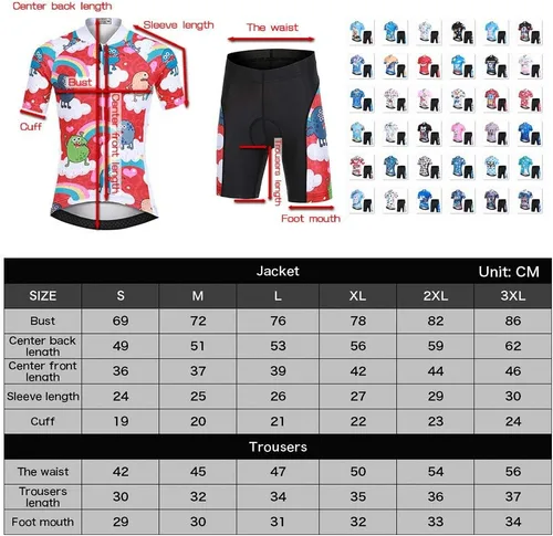 Vista 8 de FREE FISHER Maillot de ciclismo para niños, de manga corta, de dibujos animados, para bicicleta de montaña, conjunto de camiseta y pantalones cortos
