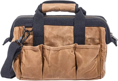 Vista 4 de Readywares Bolsa de herramientas, bolsa de lona encerada resistente para equipo, herramientas, suministros y equipamiento (30 cm, marrón)