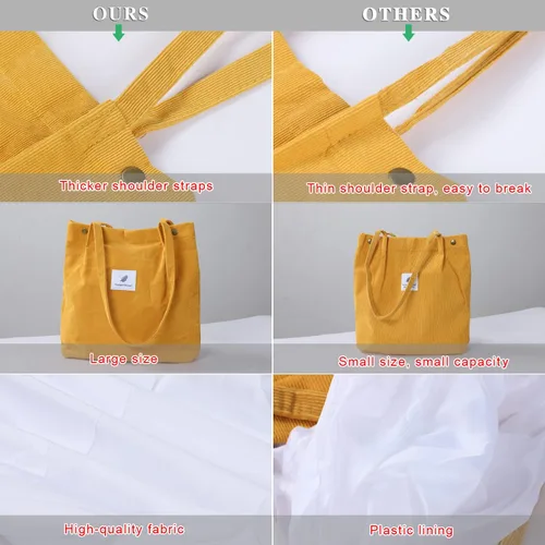 Vista 2 de WantGor Bolso de mano o de hombro de pana y de gran capacidad para mujer