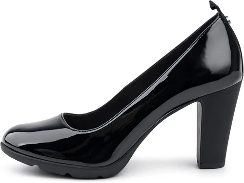 Vista 7 de JENN ARDOR Zapatos de tacón grueso con punta redonda para mujer, tacón de bloque medio, zapatos de plataforma, para oficina, trabajo, boda, noche