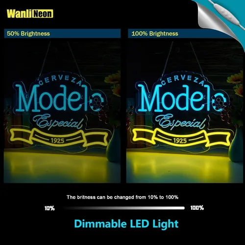 Vista 3 de Modelo Letrero de Neón para Decoración de Pared, Luces LED Regulables para Barra de Cerveza, Caverna del Hombre, Dormitorio, Hogar, Tienda, Pub