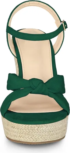 Vista 2 de Allegra K Sandalias de tacón de cuña con plataforma para mujer