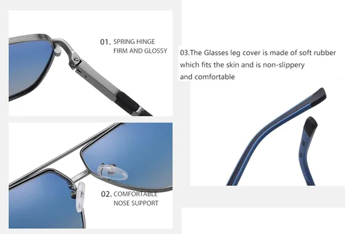 Vista 5 de Haigfore - Gafas de sol polarizadas con marco de gran tamaño para hombres de conducción con protección UV