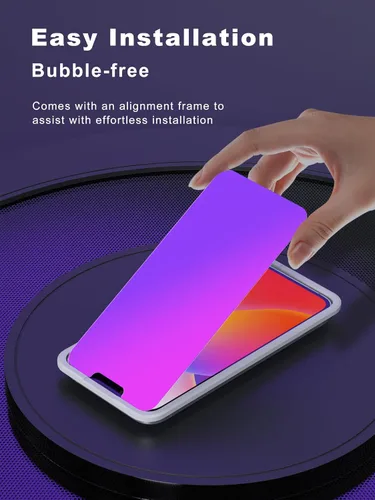 Vista 6 de GIGIKISS Protector de pantalla de privacidad compatible con iPhone 12 Pro Max de 6.7 pulgadas, degradado morado, antiespía, anti luz azul, protector