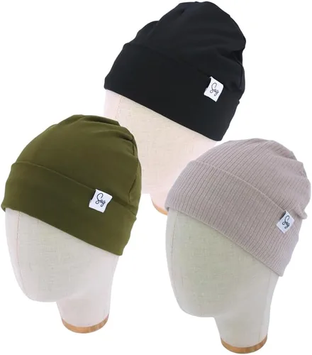Vista 2 de Gorro de Jersey para Bebés Recién Nacidos Niños y Niñas con Forro de Satén Sedoso Gorros Boina Niños Pequeños Bebés Niños Pequeños Gorros