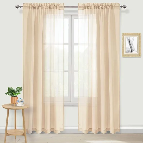 Vista 61 de DWCN Cortinas Transparentes Aqua de Voile Semitransparente con Bolsillo para Barra para Dormitorio y Sala de Estar, 36 x 36 pulgadas de Largo, Juego