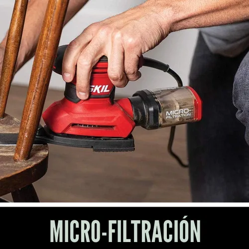 Vista 4 de SKIL SR232301 - Lijadora de detalles multifunción con cable con caja antipolvo de microfiltro, 3 accesorios adicionales y 12 hojas de lijado